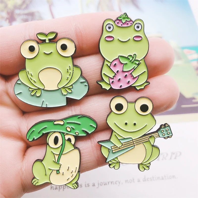 Cute Skateboard Frog Enamel Pin Guitar Frogs with Newspaper Bage Kawaii  Animal Brooch for Jewelry Accessory - AliExpress