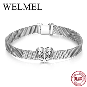 

925 Sterling Silver DIY Heart Clip Beads Bracelets Fit Original Reflection Bracelets for Women Clip Charm Fine Jewelry Gifts