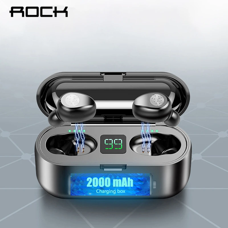 Беспроводные наушники ROCK Bluetooth V5.0 стерео вкладыши гарнитура с мощностью 2000 мАч