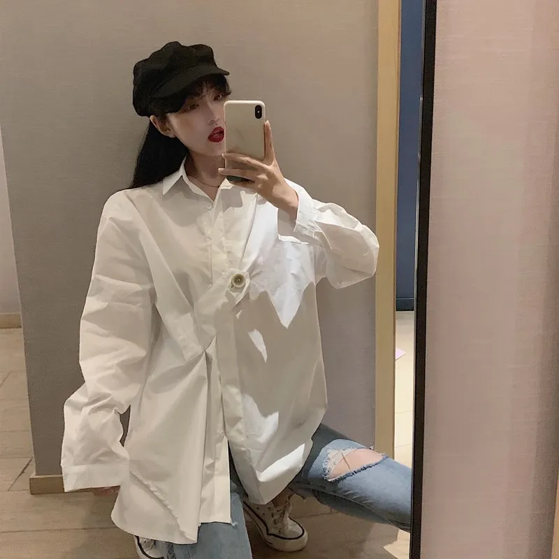 WHITNEY WANG блузки женские осень мода уличная одежда негабаритная блузка женские блузы рубашки топы