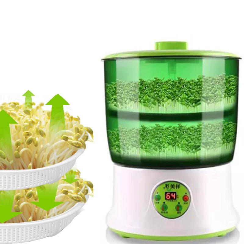 

220V Intelligent Bean Sprouts Machine Double Layer Automatic Home EU High Capacity Thermostat Soybean Sprouts Green Bean Sprouts