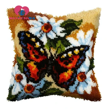

Butterfly carpet embroidery sale sets cross-stitch pillow latch hook pillow embroidery carpet do it yourself diy rugs needlework