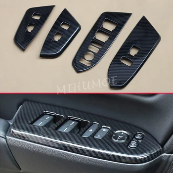 

For Honda CRV 2017 2018 2019 2020 CR-V Window Lift Switch Door Armrest Mirror Lock Adjust Cover Interior Trims Carbon Fiber
