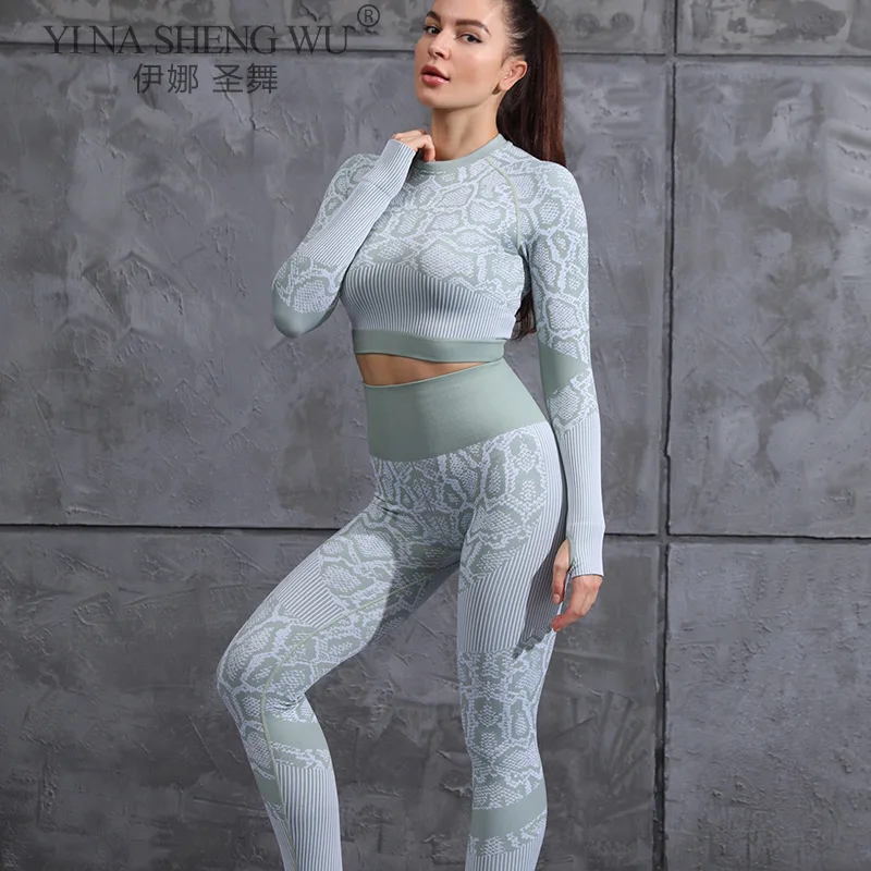 

Seamless Yoga Suit Women Crop Top Workout Leggings Leopard Print Training Suit Fitness Gym Jogging Clothes Tracksuit Sportswear