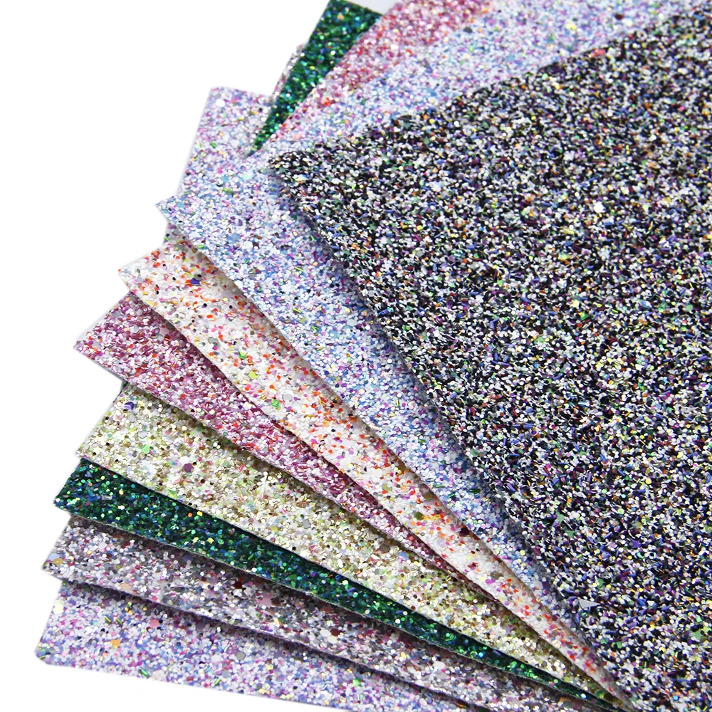 20*34cm Chunky Glitter With Colorful Sequins Synthetic Leather，DIY Handmade Materials For Making Crafts,1Yc7333