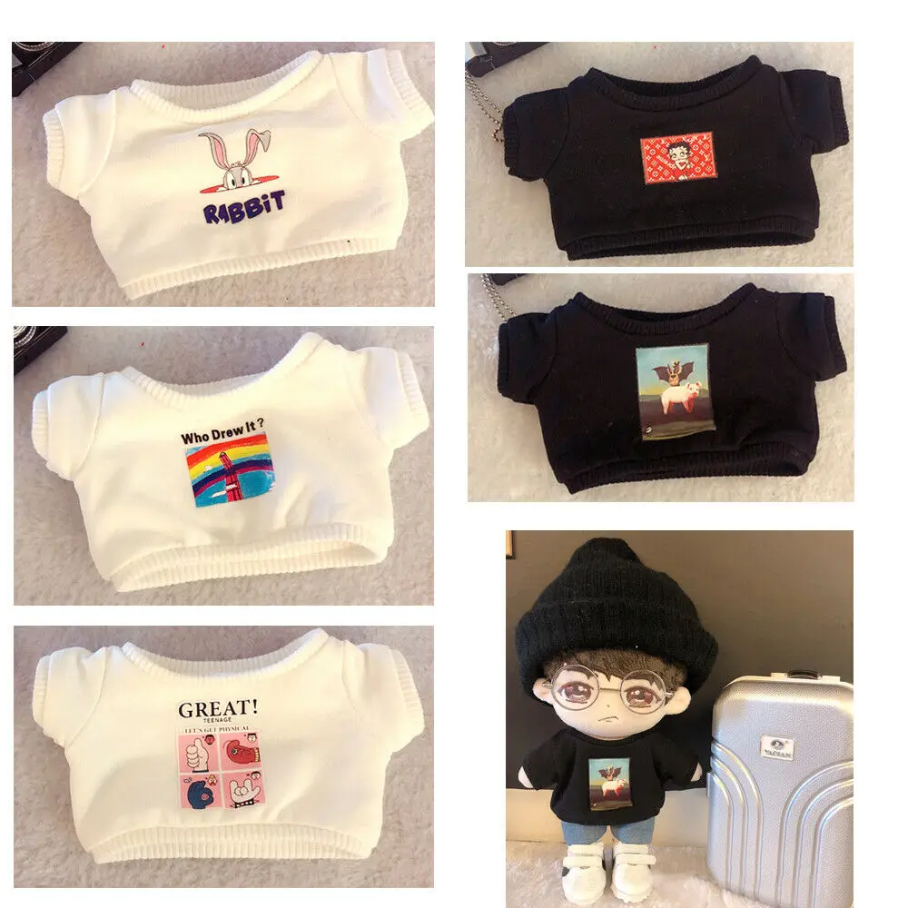 

Free Shipping 20cm Kpop EXO Plush Doll Clothes Outfit Hoodie Sweatshirts Pullover Top Casual Loose Costume For Stuffed Dolls Toy