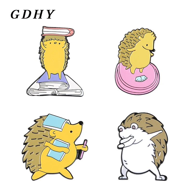 Gdhy Herisson Amoureux Lecture Livre Danse Broches Herisson Quotidien Email Broches Broche Revers Badge Bijoux Animal Mignon Pour Enfants Cadeau Aliexpress