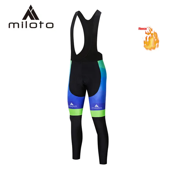 bib black pants MILOTO, Термальный флисовый велокостюм, Униформа, мужские брюки, горный MTB, велосипедная куртка, спортивный костюм, длинная велосипедная одежда, 5D гель - Цвет: bib black pants