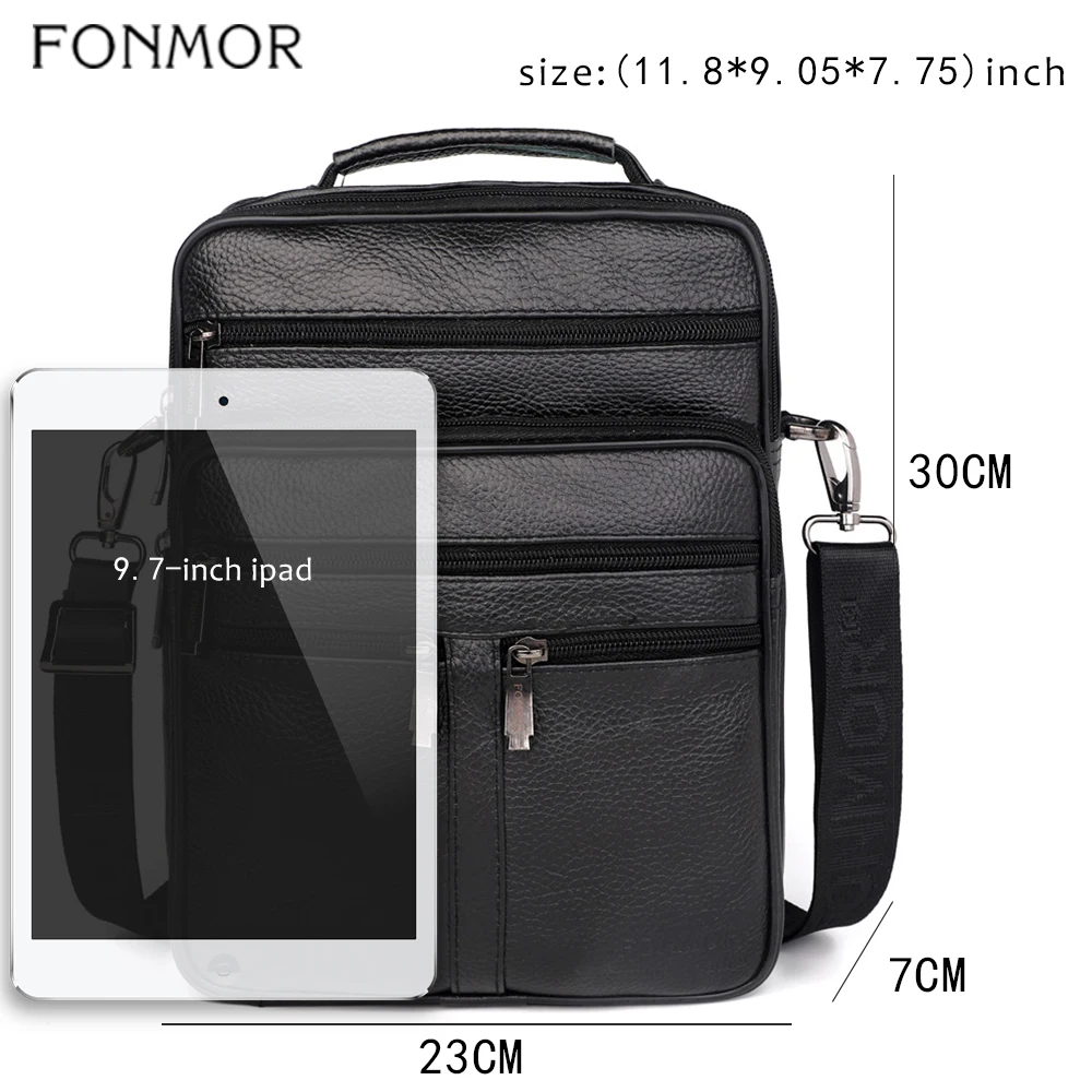  Fonmor Genuine Leather Bag Male Cowhide Crossbody Bags Shoulder Messenger Bags For Men Tote Ipad Br - 4000036070701