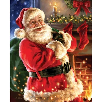 

Paint By Number Christmas Oil Painting Art Gift DIY Pictures By Numbers Santa Claus Home Decoration