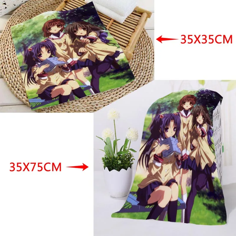 Hot Custom Clannad Printing Towels Square rectangle Towels Size 35x35cm 35x75cm Cotton Face Towel Fabric Custom logo - Цвет: 6