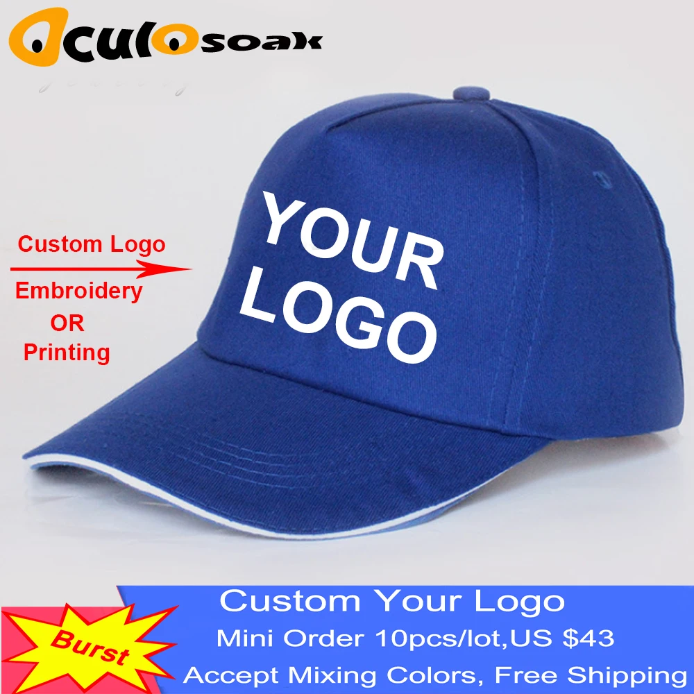 Модные Хлопковые бейсболки с логотипом Snapback простые одноцветные бейсболки для мужчин Gorras Мужская кепка 10 шт./партия