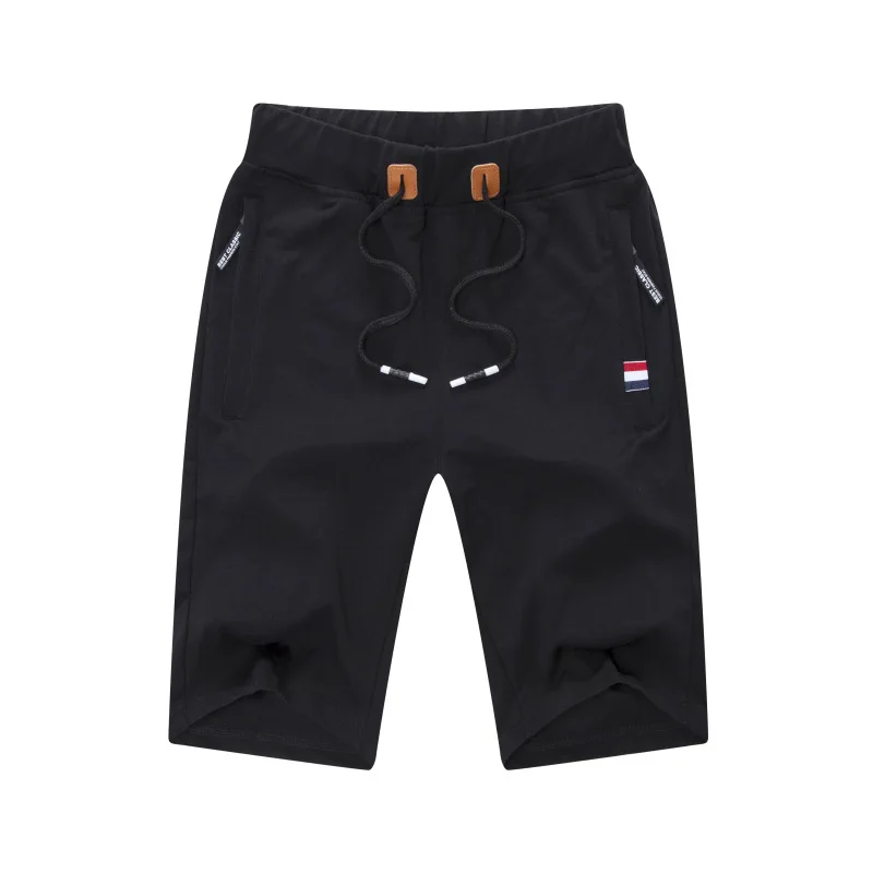 zipper black Однотонные мужские шорты 5XL летние мужские пляжные шорты хлопковые повседневные мужские шорты Homme брендовая одежда оптом - Цвет: zipper black