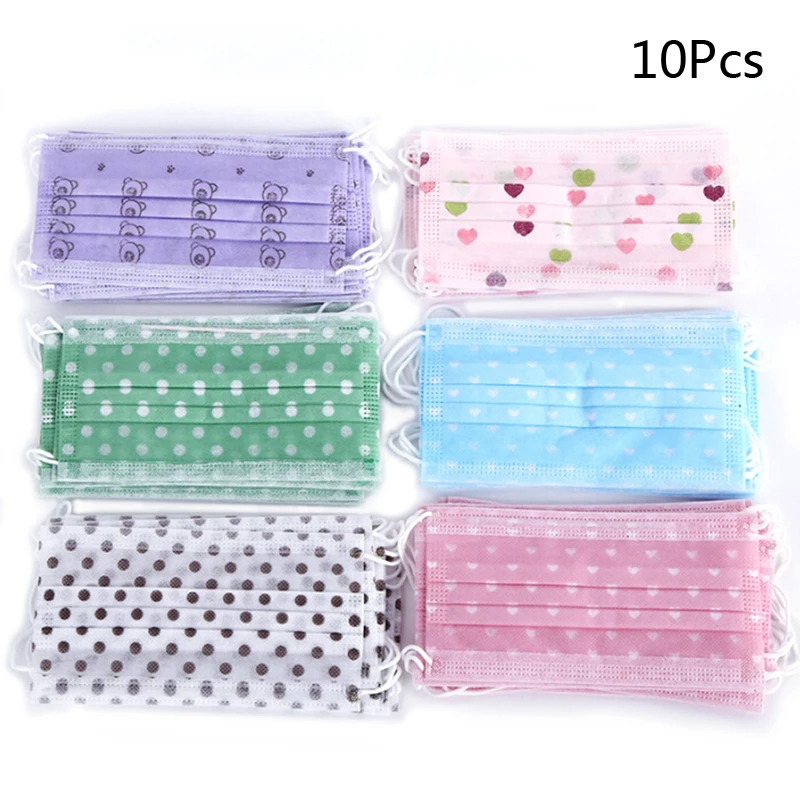 10pcs Random Style Дропшиппинг 10 шт одноразовая маска для рта Милая мультяшная Нетканая маска для лица против гриппа противопылевая Ветрозащитная маска - Цвет: 10pcs Random Style
