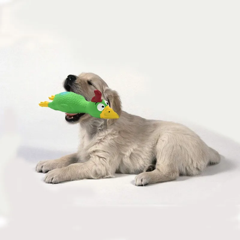 Pets Dog Toys Yellow Screaming Rubber Chicken Pet Squeak Squeaker Chew Gift | Дом и сад