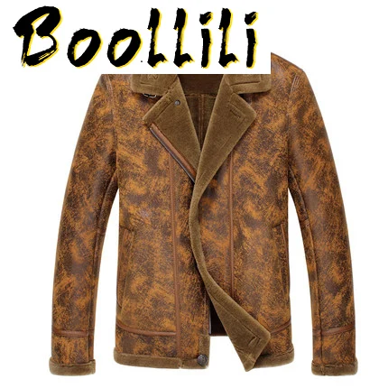 

Boollili Winter Real Pure Wool Shearling Coat Men Short Sheepskin Wool Fur Coat Male Motorcycle Leather Jacket Plus Size
