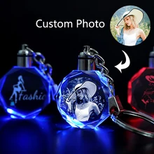 Custom personalized photo keychain light glows in the dark lover family baby birthday memorial gift car house door key chain
