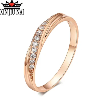 

Rose Gold/Silver Lady Ring Simple Design Embedded High Quality Zircon Fashion Jewelry Festival Best Gift for Elegant Ladies