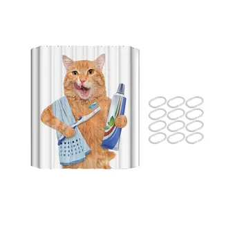 

Cute Animal Printed Waterproof Shower Curtain Mildewproof Polyester Fabric Home Use Bathroom Bathing Curtain
