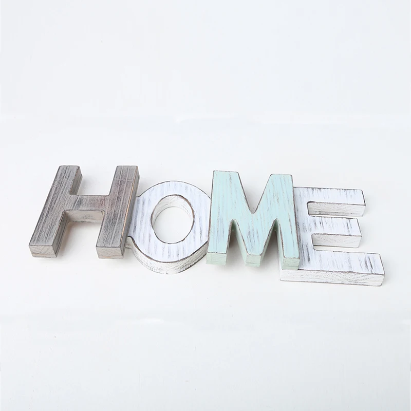 Rustic Wood Crafts Home Accessories Creative Home Decoration Gift Sign Standing Cut Out Multicolor Word Decoration