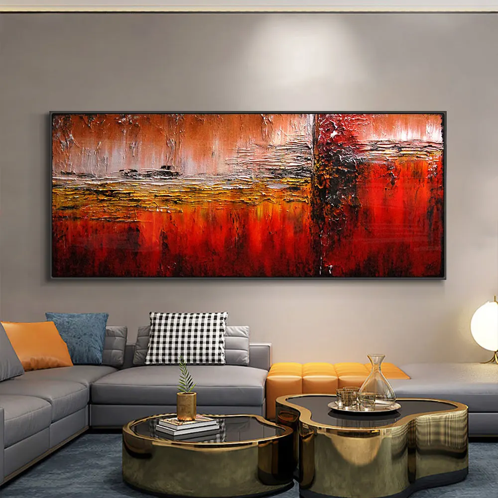 

Red Abstract Oil Painting On Canvas 100% Handpainted Without Frame Textured Modern Large Size Wall Art For Living Room Decor