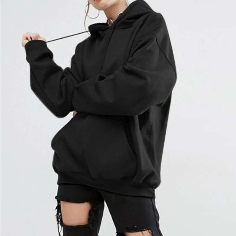 2019 Women Streetwear Tie Collar Sweatshirt Hoodies Black Grey Red Solid Women Pullover Sweatsuit