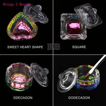 1 шт. радужное стекло кристалл акриловый держатель для жидкости блюдо Dappen Блюдо стеклянная чашка с крышкой Чаша для акрилового порошка мономер инструмент для ногтей