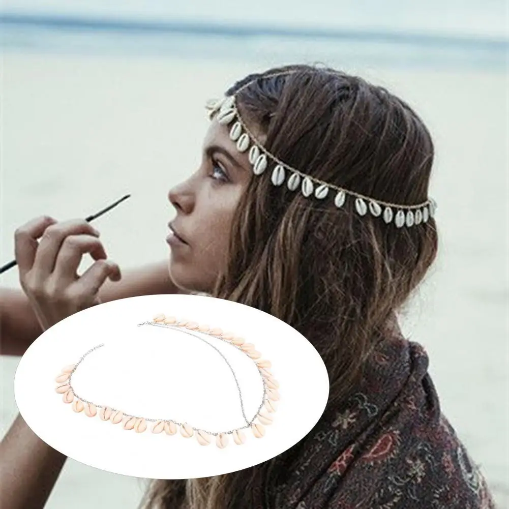 Natural-Shell-Tassel-Headband-para-meninas-ouro-Metal-cabe-a-cadeia ...