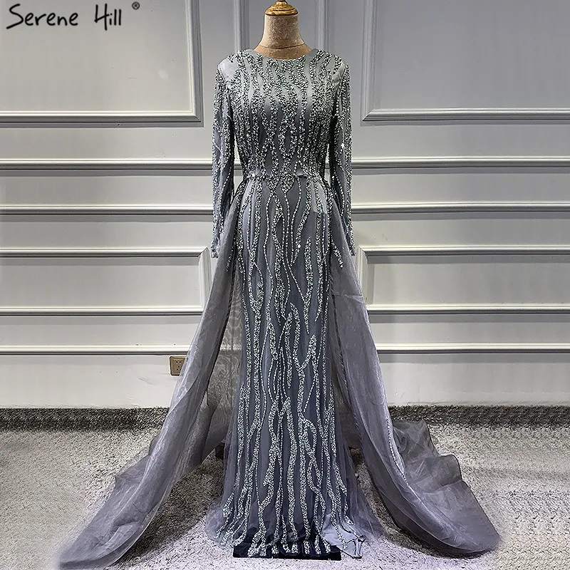 Дубай дизайнерские роскошные высококачественные вечерние платья обнаженные с длинными рукавами расшитые блестками вечерние платья Serene Хилл LA6302