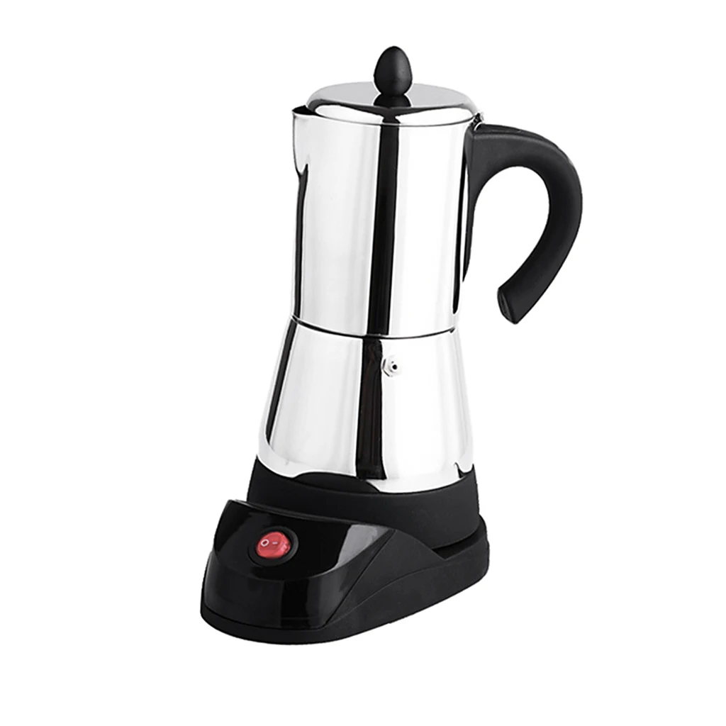 Portable Electric Espresso Coffee Maker Moka Pot Stainless Steel Latte Percolator Stove Top Coffee Maker Kettle 4/6 Cup Home