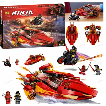 

bela Ninjagoed Katana V11 Building Blocks Model Fire Elemental Ninja Spaceship Bricks Kids Education Toys Gift 10801