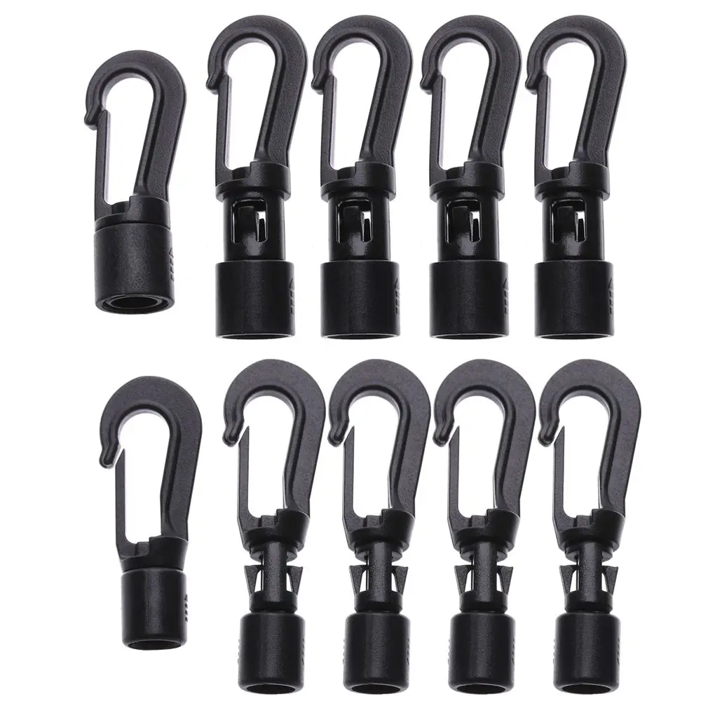 5/10pcs Plastic Snap Hook Clip Bungee Shock Tie Cord Ends Rope Buckles