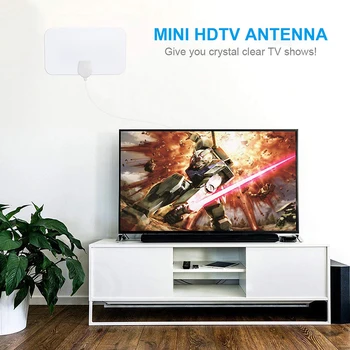 

High Gain HD TV DTV Box Digital TV Antenna EU Plug 50 Miles Booster Active Indoor Aerial HD Flat Design