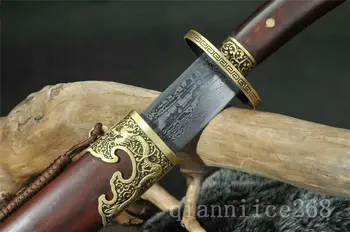 

DAMASCUS FOLDED STEEL BLADE TENG SWORD CHINESE SWORD TENG DRAGON DAO ROSE WOOD