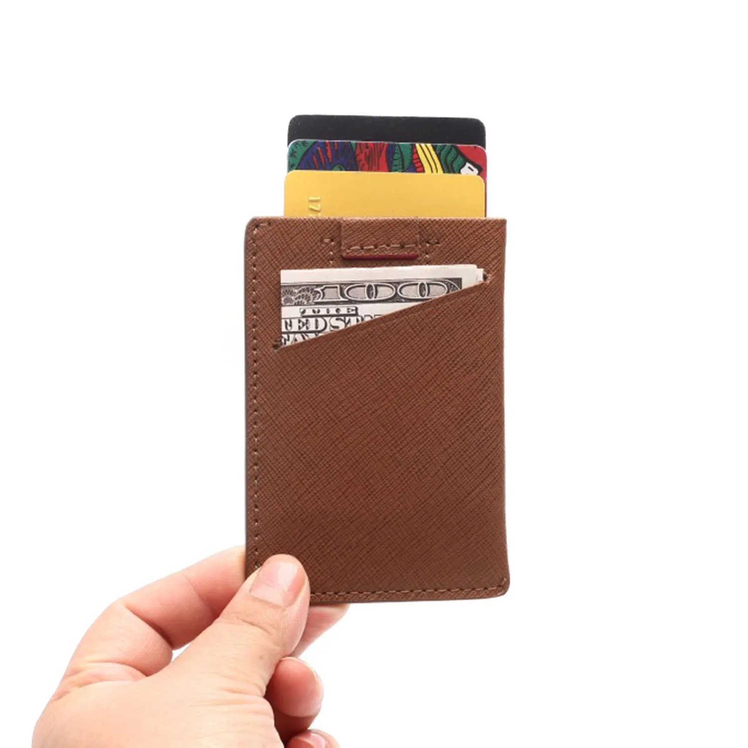 

New Style Genuine Leather Cascading Pulling Wallet Mini Portable Card Holder-Style RFID Wallet Thin Wallet