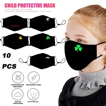 

10PCS Children Cotton Mouth Mask Kids Mask Washable Reusable Cartoon Print Dustproof Face Mask Mascherine Lavabili Masque Enfant