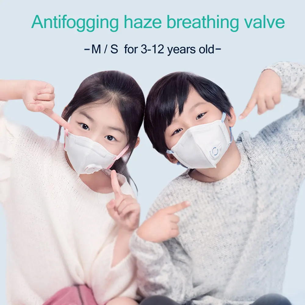1 шт., K-N95, одноразовая маска для лица для детей, детские респираторы PM2.5, респираторы с клапаном, анти-загрязнения