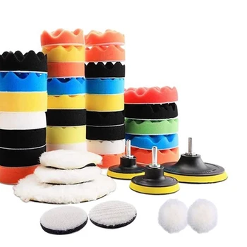 

42 Pcs Polishing Pad Kit 2 in 1 Car Foam Drill 7-5 Inch & 31-3 Inch Buffing Pads Car Care Polisher Waxing Polishing