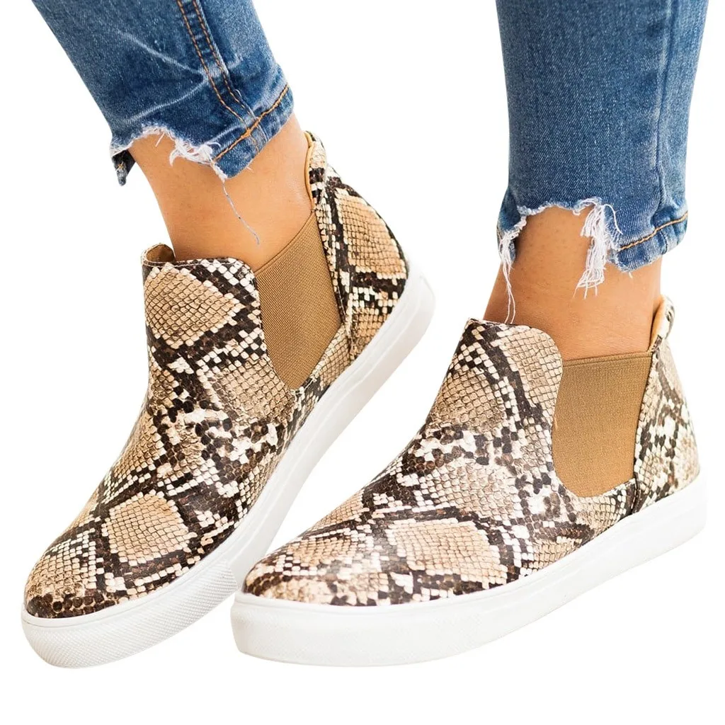 Boots Women Ladies Leopard Girls Ankle Solid Flat Casual Winter Boots Short Platform Boots Shoes Woman Zapatos De Mujer #T30G