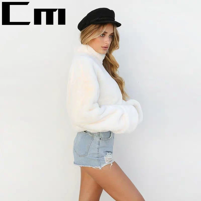 

Autumn Winter Oversize Thick Mink Cashmere Sweater Poullovers Women Batwing Sleeve 2020 Female Casual Warm Fur Sweater Jumper