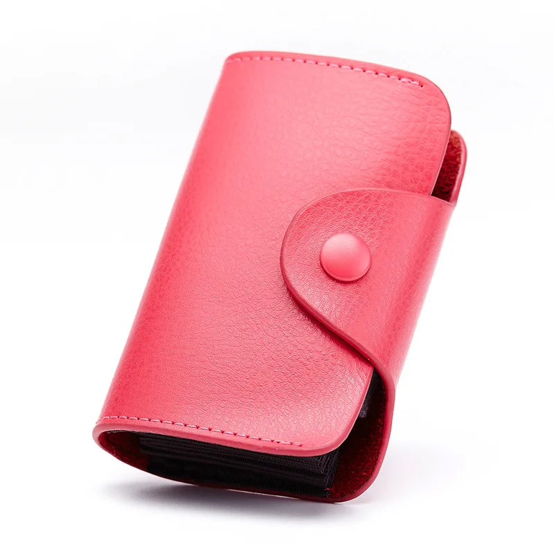 Натуральная кожа изолированный орган ID держатель для карт модный карамельный цвет банк Кредитная карта ID кошелек простая пряжка сумка пользовательское имя логотип - Цвет: pink