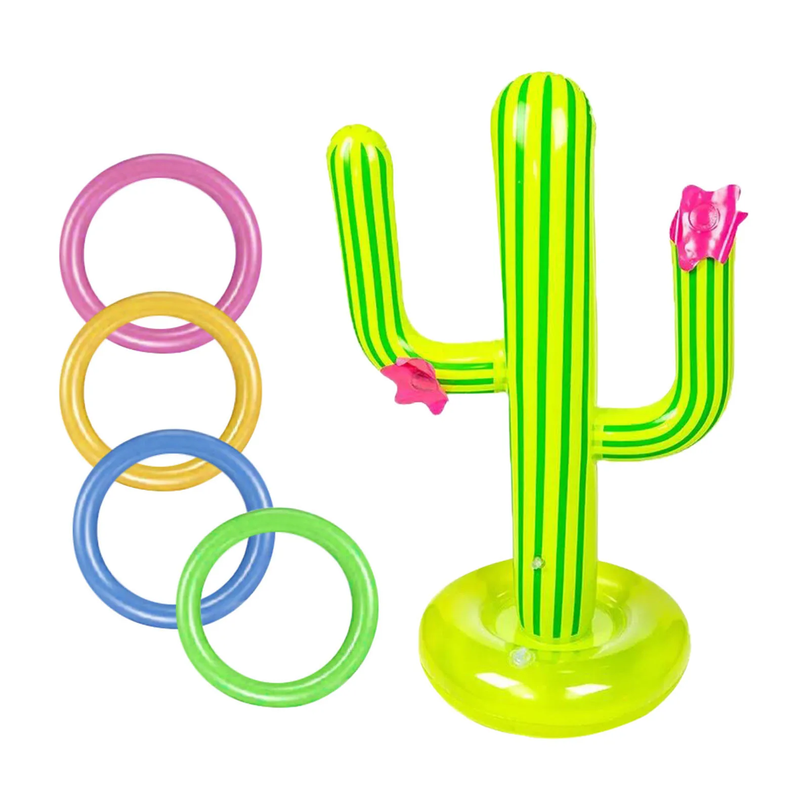 Iatable Cactus Swimming Pool Ring Family Water Pool Party Toss Games With 4 Ring Parent-child Outdoor Summer Water Fun Game pool floating hammock