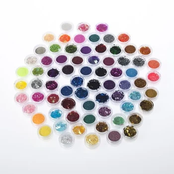 

72 Pots Nail Art 6 Kinds of Glitter Decoration Powder Crush Sequins Colorful beautiful nail for long lasting sparkle nail tips