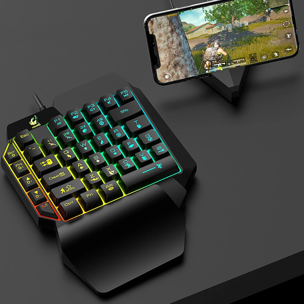  Wired Gaming Keypad with LED Backlight 35 Keys One-handed Membrane Keyboard for LOL/PUBG/CF Color R