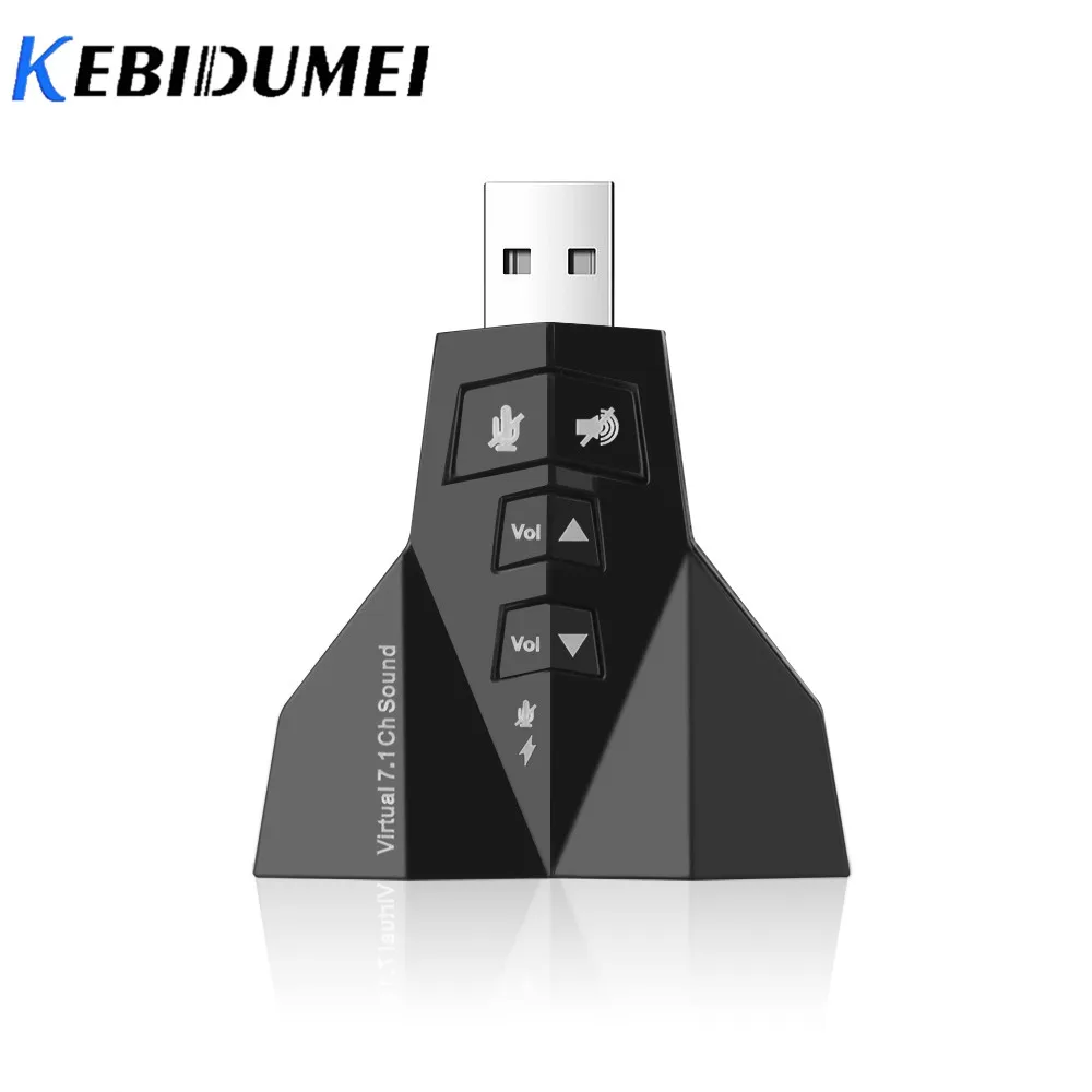 Внешняя звуковая карта kebidumei виртуальная 7 1 канала USB 2 0 3D Аудио наушники с