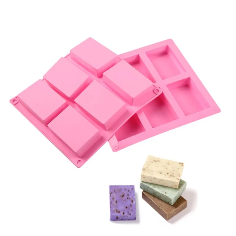 1pc Silicone Soap Mold 6 Cavity Silicone Mold for Making Soaps 3D Plain