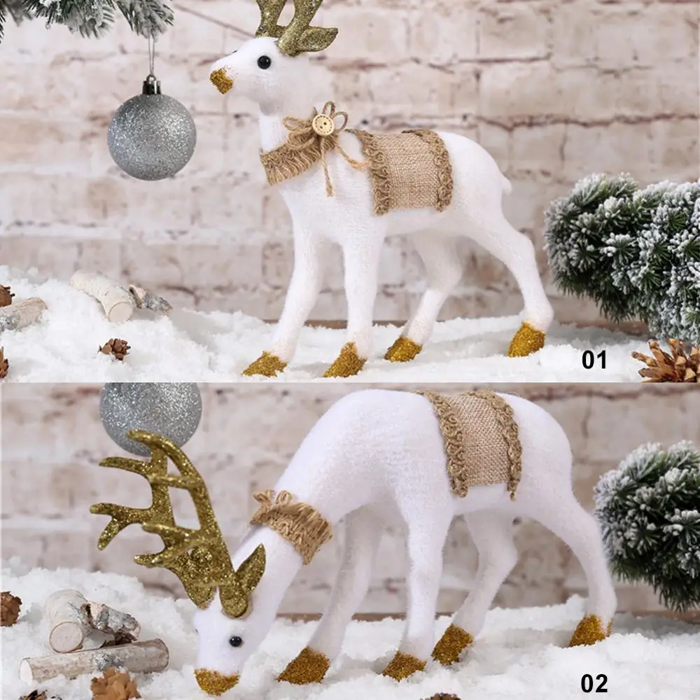Рождественские куклы Белый Рождественский северный олень белый олень Лось плюшевые Новогодние рождественские украшения домашний подарок Прямая поставка