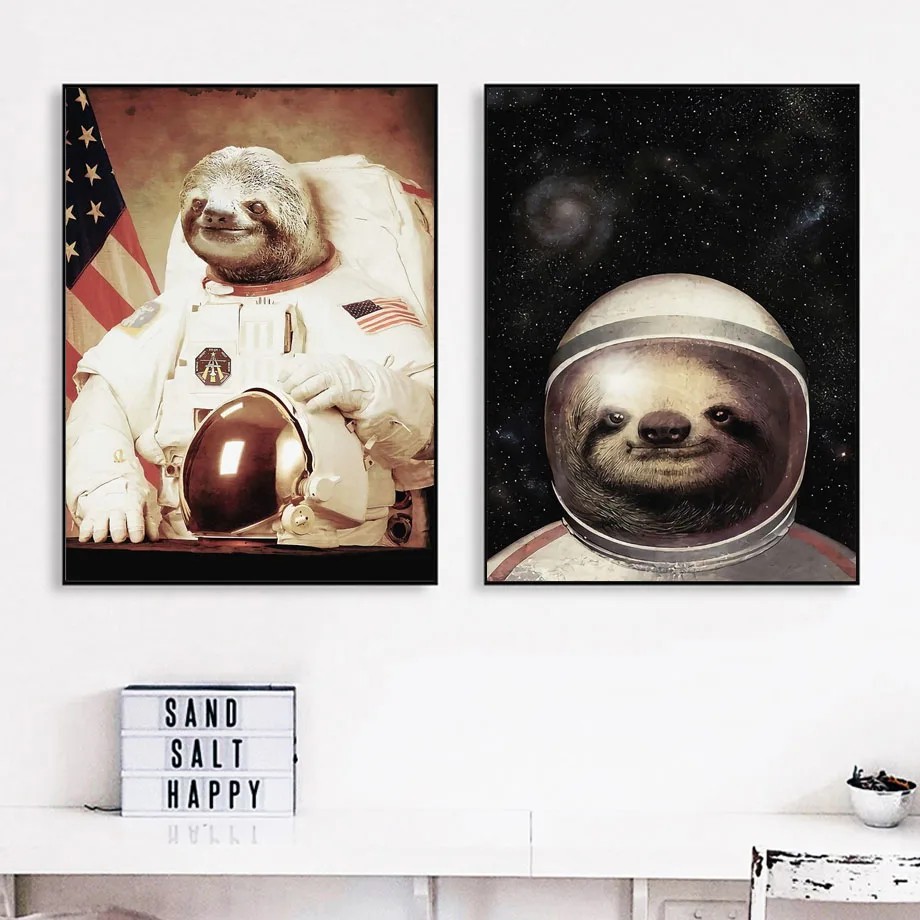 

Home Decor Abstract Painting Modular Pictures Sloth Space Astronaut Nordic Style Prints Canvas Poster For Living Room Wall Art