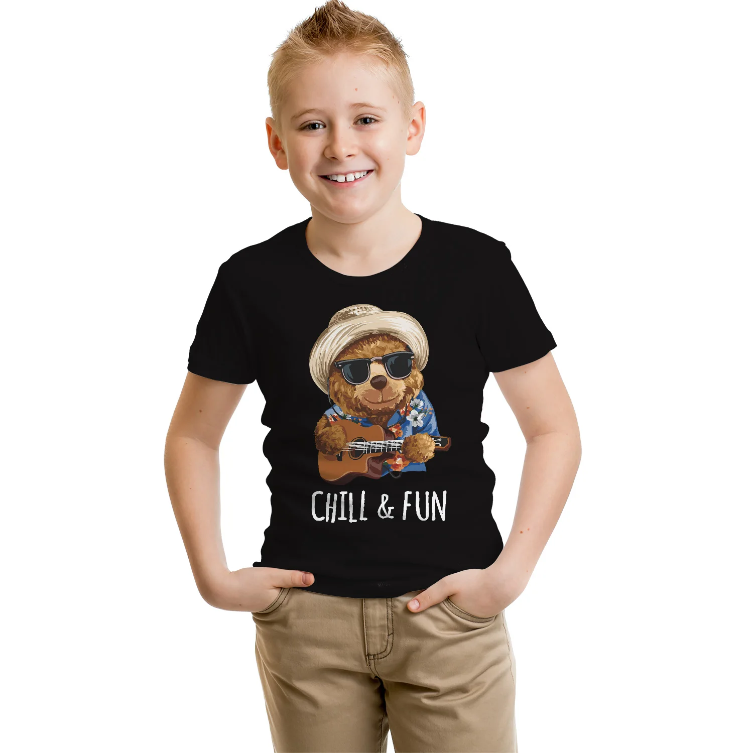 Детская Хлопковая футболка BLINGPAW Teddy Bear Chill &amp Fun с надписью топ и в стиле унисекс