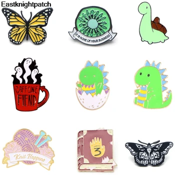 

12pcs/lot E1699 Cute Pretty Butterfly Badge Dinosaur Brooches Enamel Pins Fashion Jewelry Bag Hat Denim Pin Accessories Gift